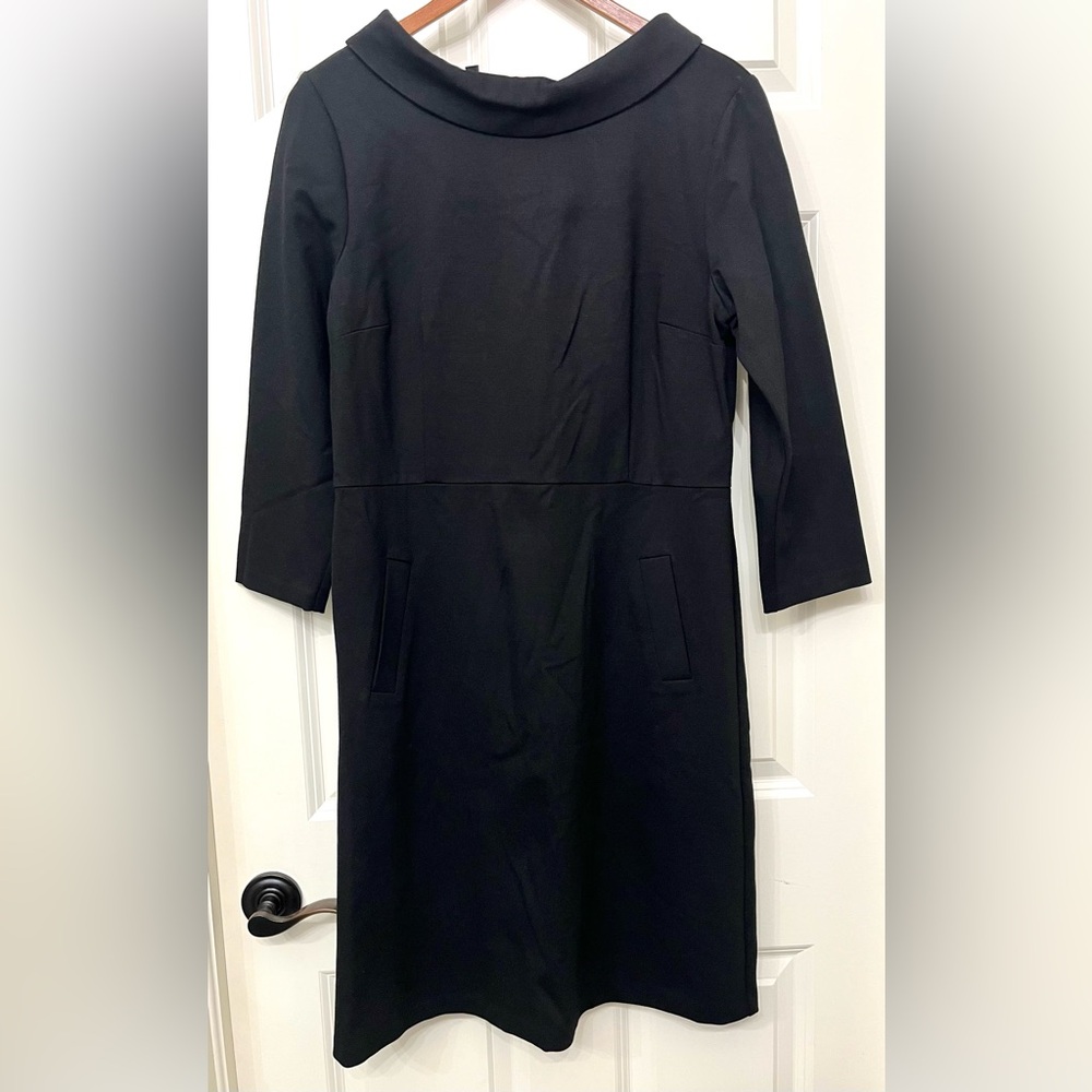 Talbots Audrey Refined Ponte Knit A-Line Dress in Black, size 10